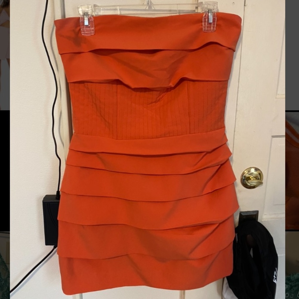 Orange Strapless Revolve Bodycon Mini dress